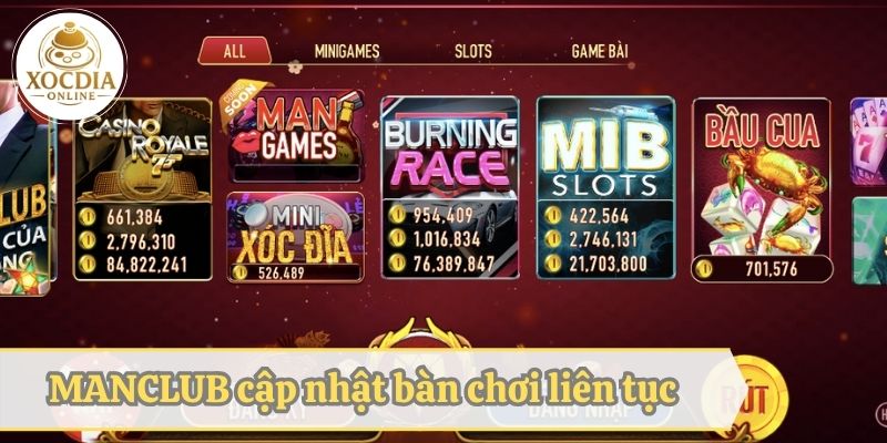 MANCLUB cập nhật bàn chơi liên tục