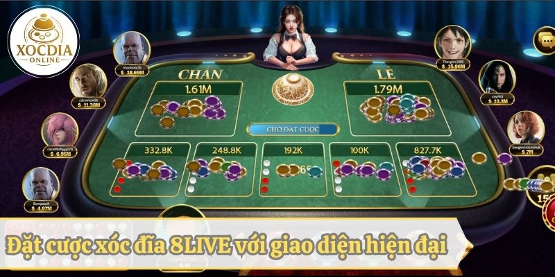 Đặt cược xóc đĩa 8LIVE với giao diện hiện đại