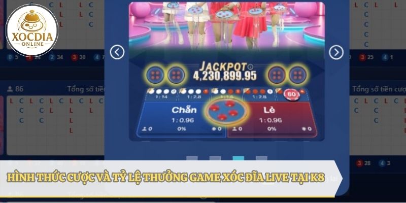 Hình thức cược và tỷ lệ thưởng trong xóc đĩa live tại K8