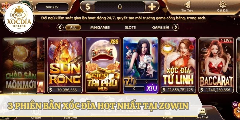 Khám phá 3 phiên bản xóc đĩa hot nhất tại cổng game ZOWIN