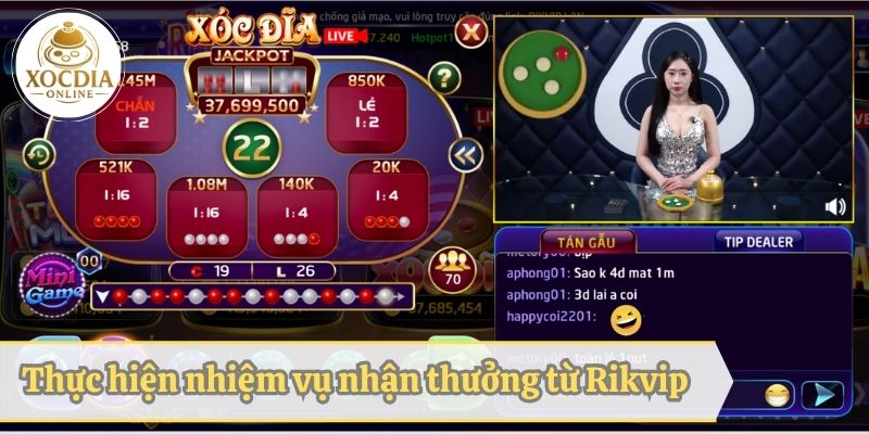 Làm nhiệm vụ nhận thưởng với game xóc đĩa tại Rikvip