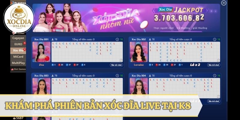Thông tin về phiên bản game xóc đĩa live tại K8