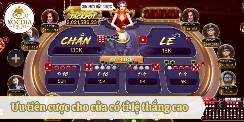 Ưu tiên cược cho cửa có tỉ lệ thắng cao